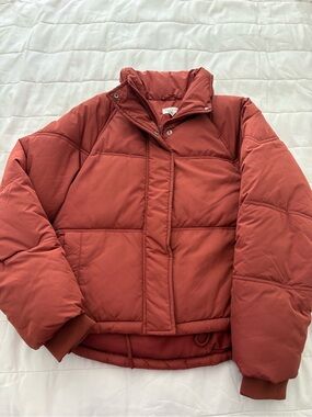 Topshop Terracotta Quilted Puffer Jacket